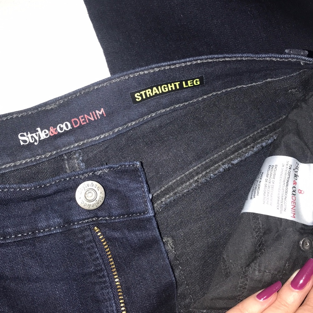Style & Co dark wash straight leg women’s jeans size 8 - Picture 2 of 3